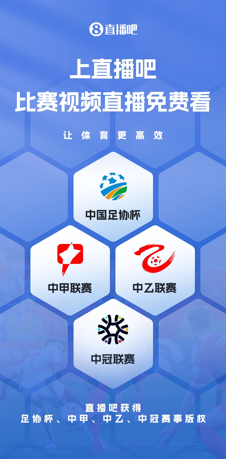 官宣！直播吧獲足協(xié)杯、中甲、中乙、中冠賽事版權(quán)，免費視頻直播
